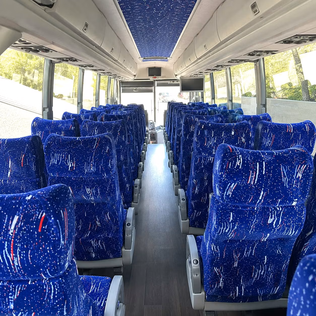 56 passenger charter bus inside